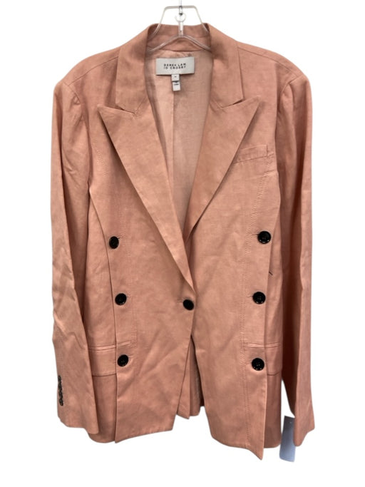 Derek Lam Size 10 Rose Pink Linen black buttons Flap Pocket Blazer Jacket Rose Pink / 10