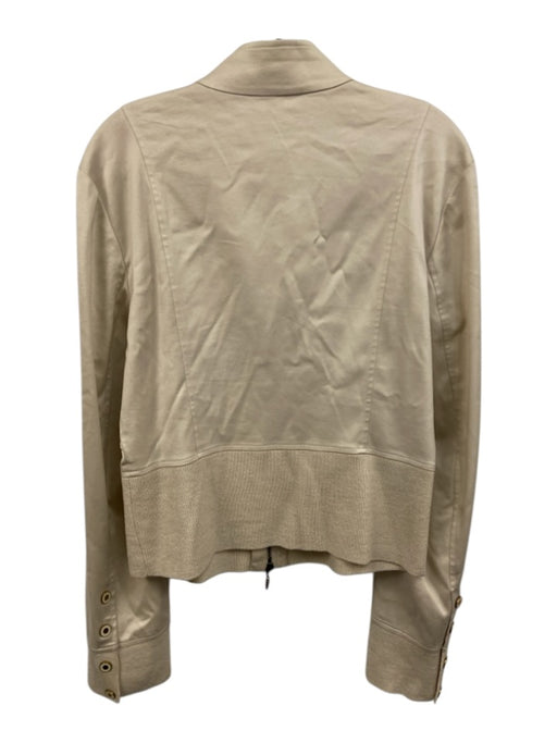 St. John Sport Size M Beige Cotton & Polyester Gold Grommet Zip Front Jacket Beige / M