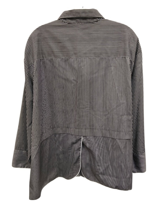 Piazza Sempione Size 48 Black & White Cotton Long Sleeve Vertical Stripes Top Black & White / 48
