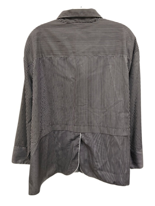 Piazza Sempione Size 48 Black & White Cotton Long Sleeve Vertical Stripes Top Black & White / 48