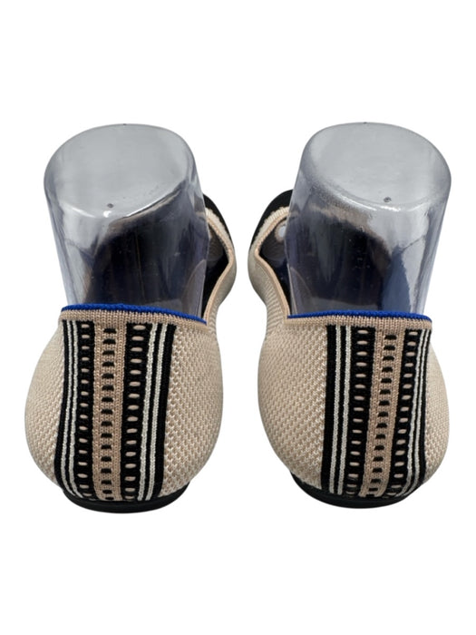 Rothy's Shoe Size 10 Beige, Blue & Black Synthetic Knit Round Toe Cap Toe Flats Beige, Blue & Black / 10