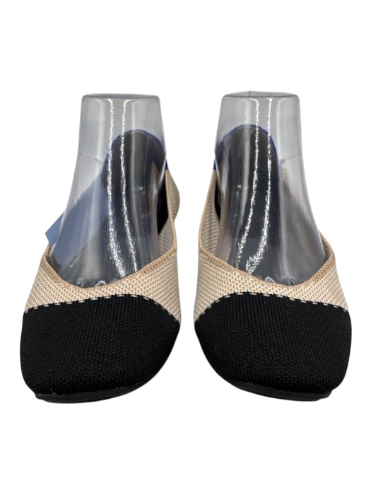 Rothy's Shoe Size 10 Beige, Blue & Black Synthetic Knit Round Toe Cap Toe Flats Beige, Blue & Black / 10