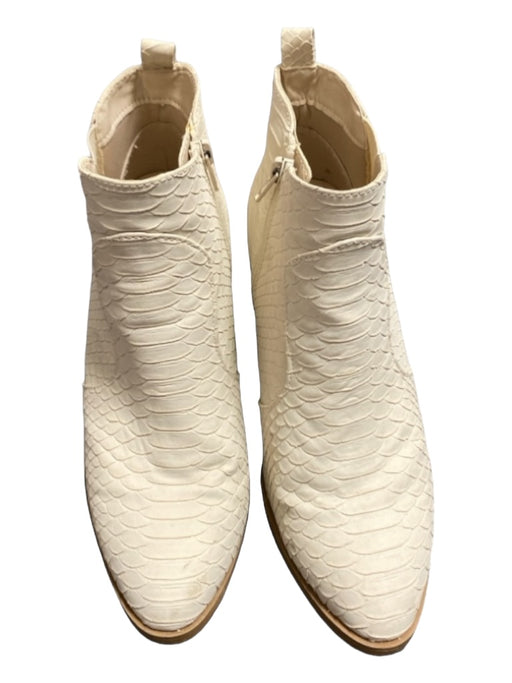 Altar'd State Shoe Size 8.5 Cream Leather Reptile Embossed Side Zip Booties Cream / 8.5