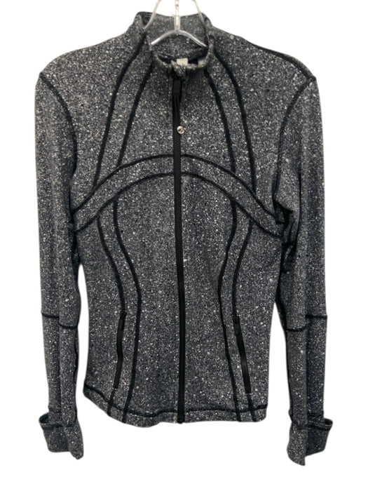 Lululemon Size 6 Gray & White Nylon & Lycra Long Sleeve Speckled Zip Up Jacket Gray & White / 6
