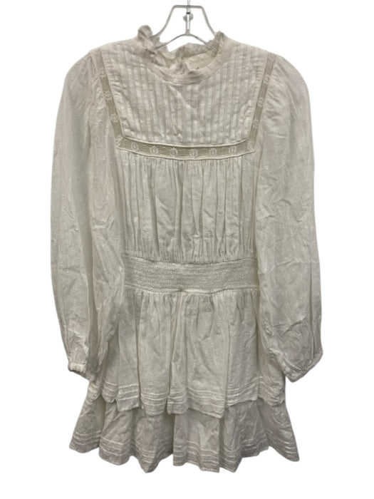 Cleobella Size S White Cotton Long puff sleeve Crochet Lace Smocked Waist Dress White / S