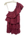 Cleobella Size S Maroon Red Cotton One Shoulder Ruffle Tiered Mini Dress Maroon Red / S