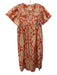 Maeve Size XS Orange, Pink, Beige Cotton Ruffle Cap Sleeve Abstract Print Dress Orange, Pink, Beige / XS