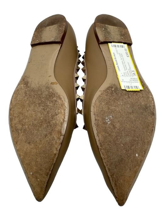Valentino Garavani Shoe Size 38.5 Tan & Gold Leather Pointed Toe Flats Tan & Gold / 38.5