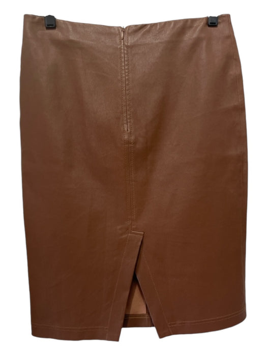 Bagatelle Size M Brown Leather pencil skirt Stretch Back Zip Knee length Skirt Brown / M