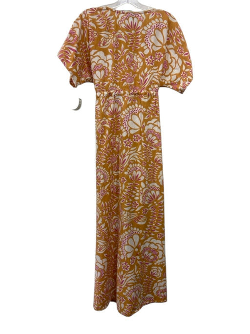 Sohalia Size One Size Yellow, White & Pink Cotton & Linen Floral Paisley Dress Yellow, White & Pink / One Size