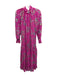Free People Size XS Pink, Purple & Gold Viscose & Polyester Floral Ruffle Dress Pink, Purple & Gold / XS