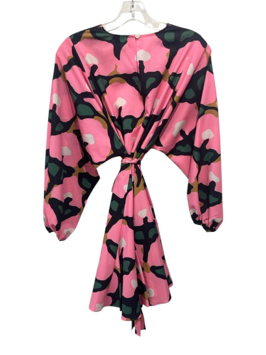Rhode Size XS Pink, Green & Black Polyester Blend Abstract Print Ruffle Dress Pink, Green & Black / XS