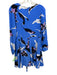 Yumi Kim Size XS Blue, Black, White, Purple Silk Abstract Floral Wrap Mini Dress Blue, Black, White, Purple / XS