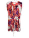 Yumi Kim Size XS Orange, Purple & White Silk Short Cap Sleeve Wrap Mini Dress Orange, Purple & White / XS