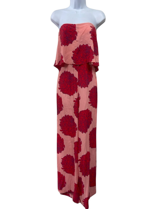 Mister Zimi Size S / 6 Pink, Red & Blue Viscose Floral Strapless Jumpsuit Pink, Red & Blue / S / 6
