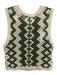 Sandro Size XS Beige & Green Cotton Blend Crochet Knit Button Up Sleeveless Top Beige & Green / XS