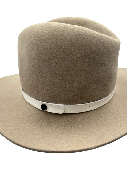 Rag & Bone Taupe Gray Wool Leather trim Wide Brim Fedora Hat Taupe Gray / Small