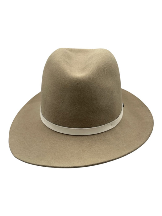 Rag & Bone Taupe Gray Wool Leather trim Wide Brim Fedora Hat Taupe Gray / Small