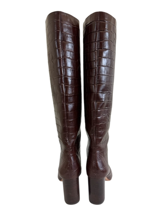 Loeffler Randall Shoe Size 8.5 Brown Leather Almond Toe Croc Embossed Boots Brown / 8.5