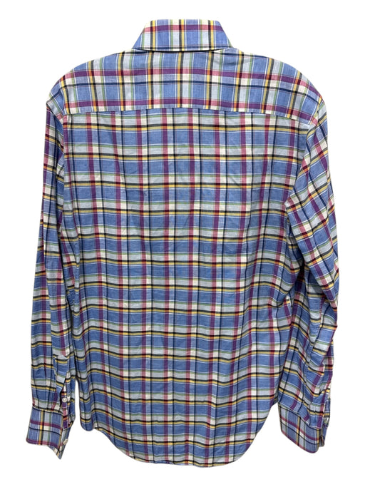 Ledbury Size M Blue & Multi Cotton Blend Plaid Button up Men's Long Sleeve Shirt Blue & Multi / M