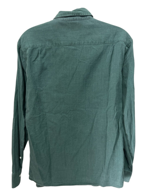 Sid Mashburn Size M Green Cotton Blend Solid Button Up Men's Long Sleeve Shirt Green / M