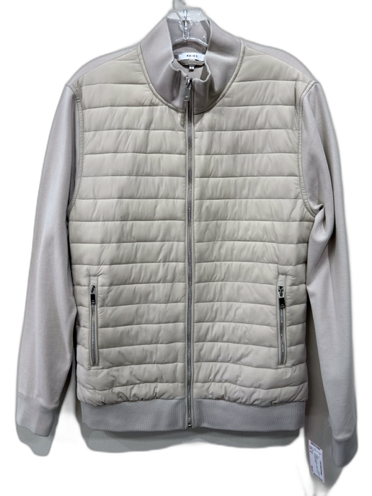 Reiss Size M Off White Synthetic Quilted Zip Up Men's Jacket Off White / M