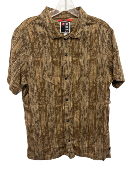 Roark Size M Brown Cotton All Over Print Button Down Men's Short Sleeve Shirt Brown / M