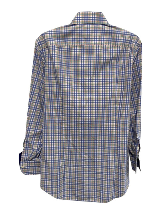 Ledbury Size 16.5 White & Multi Cotton Plaid Button Down Men's Long Sleeve Shirt White & Multi / 16.5