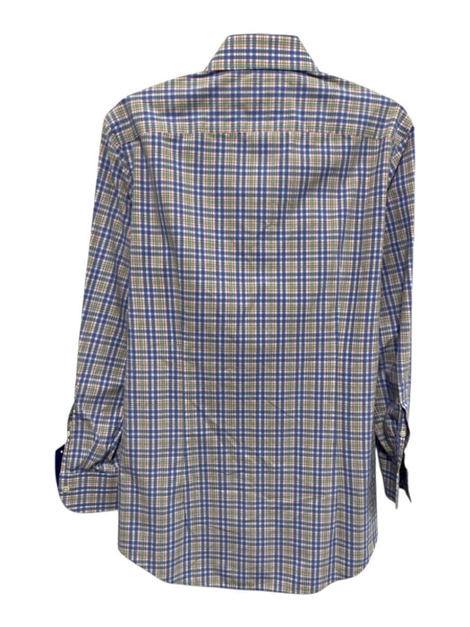 Ledbury Size 16.5 White & Multi Cotton Plaid Button Down Men's Long Sleeve Shirt White & Multi / 16.5
