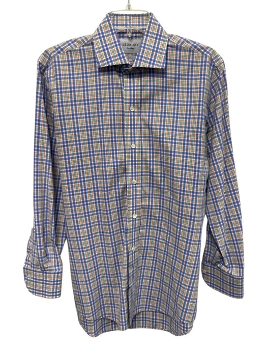 Ledbury Size 16.5 White & Multi Cotton Plaid Button Down Men's Long Sleeve Shirt White & Multi / 16.5