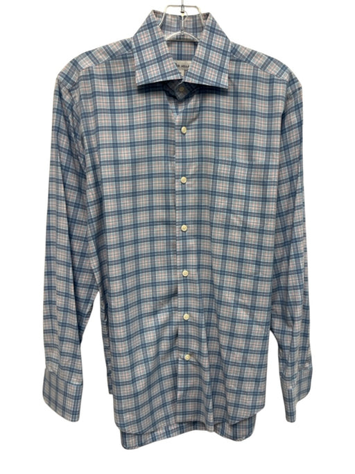 Peter Millar Size S Blue & Multi Cotton Plaid Button Down Long Sleeve Shirt Blue & Multi / S
