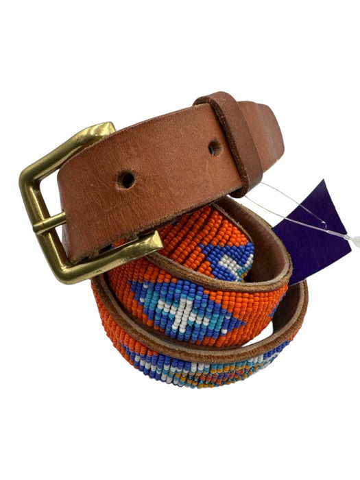 Sid Mashburn Orange & Multi Leather Beaded Men's Belt Orange & Multi
