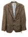 Saks Fifth Ave Black Tan & Blue Silk Blend Plaid 2 Button Men's Blazer Tan & Blue / 38R