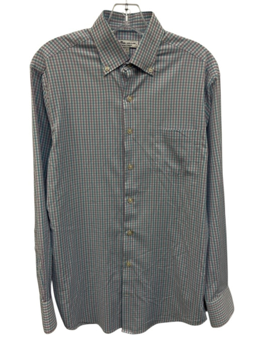 Peter Millar Size S White, Blue & Purple Nylon Plaid Men's Long Sleeve Shirt White, Blue & Purple / S