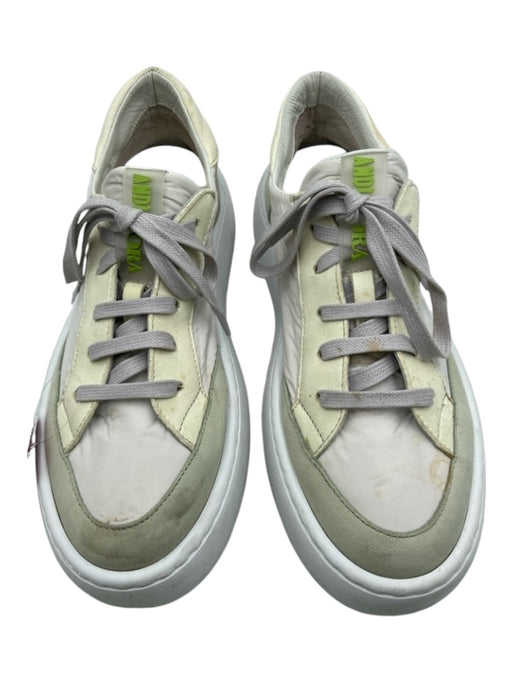 Andia Fora Shoe Size 40 White & Green Synthetic Lace Up Low Top Sneakers White & Green / 40