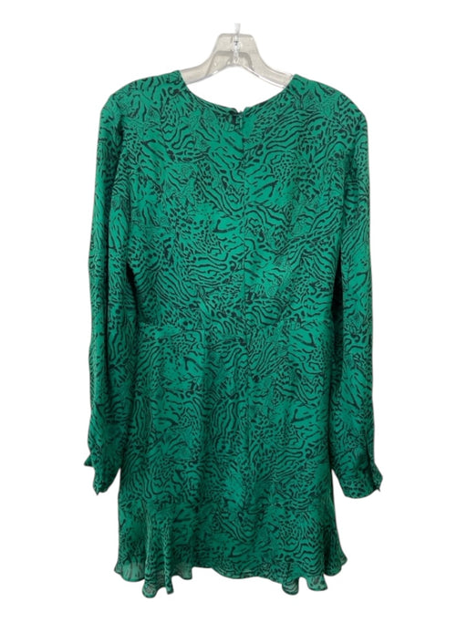 Parker Size 4 Green & Black Silk & Viscose Animal Print Surplice Back Zip Dress Green & Black / 4