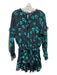 Misha Collection Size S Black & Teal Viscose Floral Ruffle V Neck Tiered Dress Black & Teal / S