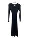 Dissh Size M Black Viscose & Nylon Blend Ribbed Maxi Side Slit Long Sleeve Dress Black / M