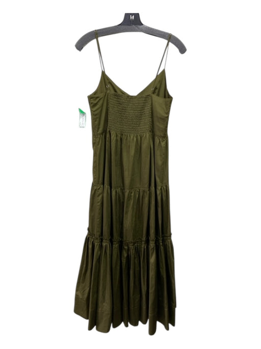 La Ligne Size M Olive Green Cotton Maxi Spaghetti Strap Smocked Back Dress Olive Green / M