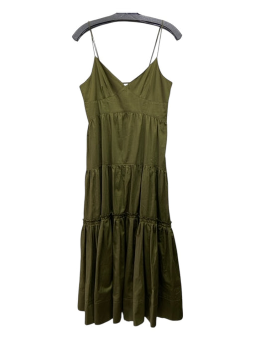 La Ligne Size M Olive Green Cotton Maxi Spaghetti Strap Smocked Back Dress Olive Green / M