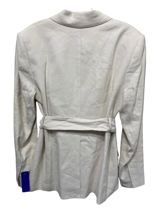 A.L.C. Size 4 Off White Linen Blend 2 Buttons Flap Pocket Belted Blazer Jacket Off White / 4