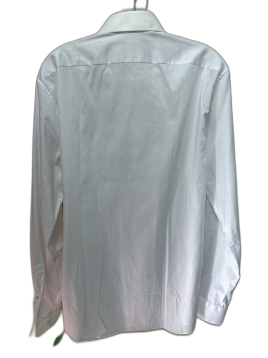 Saks Fifth Ave NWT Size 15.5 White Cotton Blend Solid Men's Long Sleeve Shirt White / 15.5