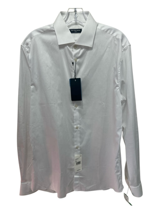 Saks Fifth Ave NWT Size 15.5 White Cotton Blend Solid Men's Long Sleeve Shirt White / 15.5