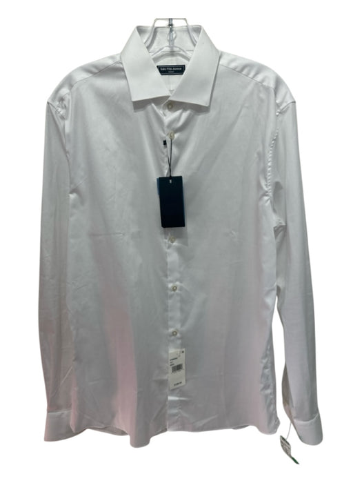 Saks Fifth Ave NWT Size 15.5 White Cotton Blend Solid Men's Long Sleeve Shirt White / 15.5
