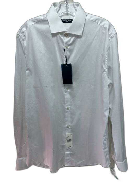 Saks Fifth Ave NWT Size 15.5 White Cotton Blend Solid Men's Long Sleeve Shirt White / 15.5