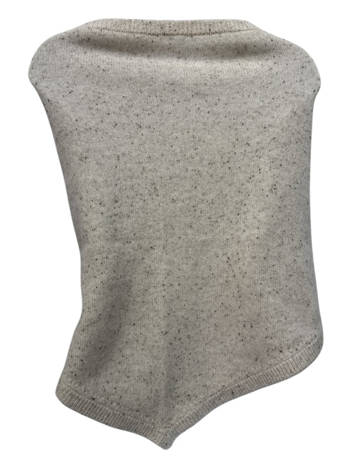 No Brand Oatmeal Beige Cashmere Blend Ribbed Trim Speckled Triangle Shawl scarf Oatmeal Beige