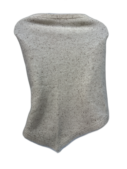 No Brand Oatmeal Beige Cashmere Blend Ribbed Trim Speckled Triangle Shawl scarf Oatmeal Beige