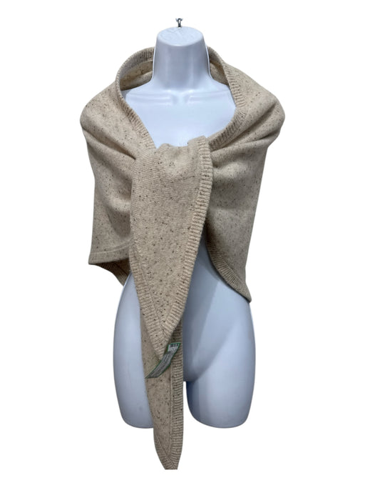 No Brand Oatmeal Beige Cashmere Blend Ribbed Trim Speckled Triangle Shawl scarf Oatmeal Beige