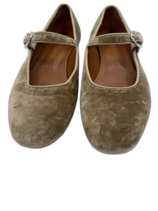 Le Monde Shoe Size 40 Taupe Leather Lined Velvet Square Toe Mary Jane Flats Taupe / 40