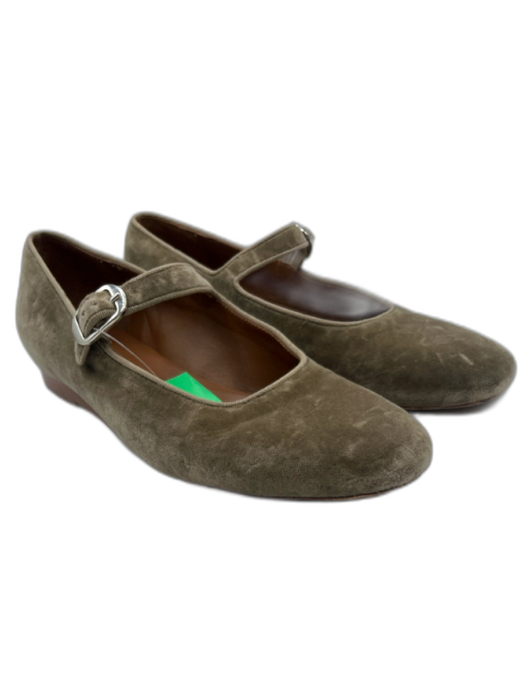 Le Monde Shoe Size 40 Taupe Leather Lined Velvet Square Toe Mary Jane Flats Taupe / 40